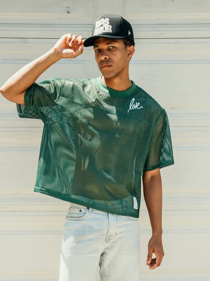 The Lover Mesh Box Jersey | Green for wholesale by Ruben Rojas Live Through Love