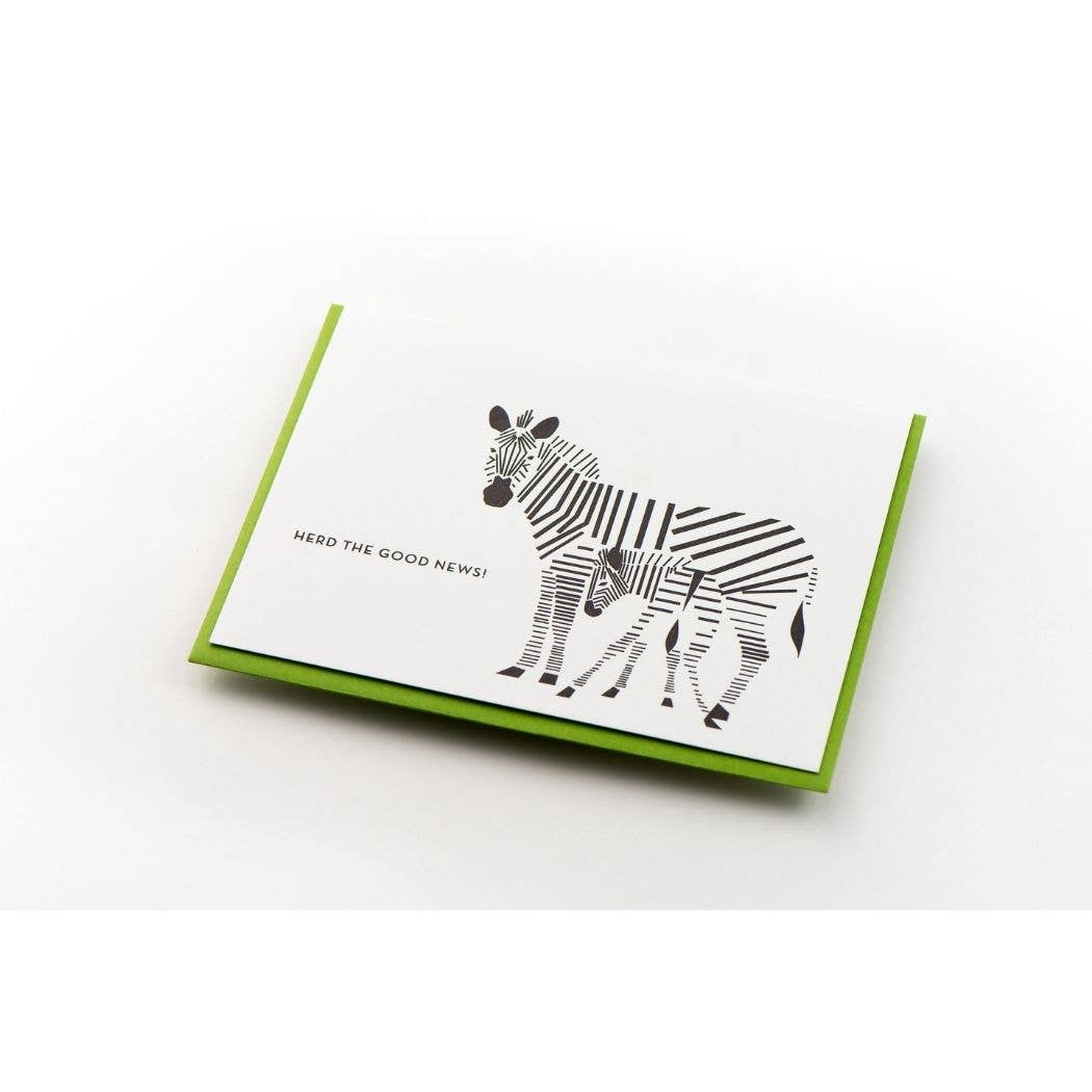 Porchlight Press Letterpress - Wholesale Baby Card - Zebra Modern Baby Card2
