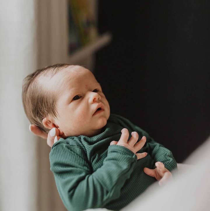 Forest Green Ribbed Knotted Newborn Baby Gown Sleepwear for wholesale by Three Little Tots