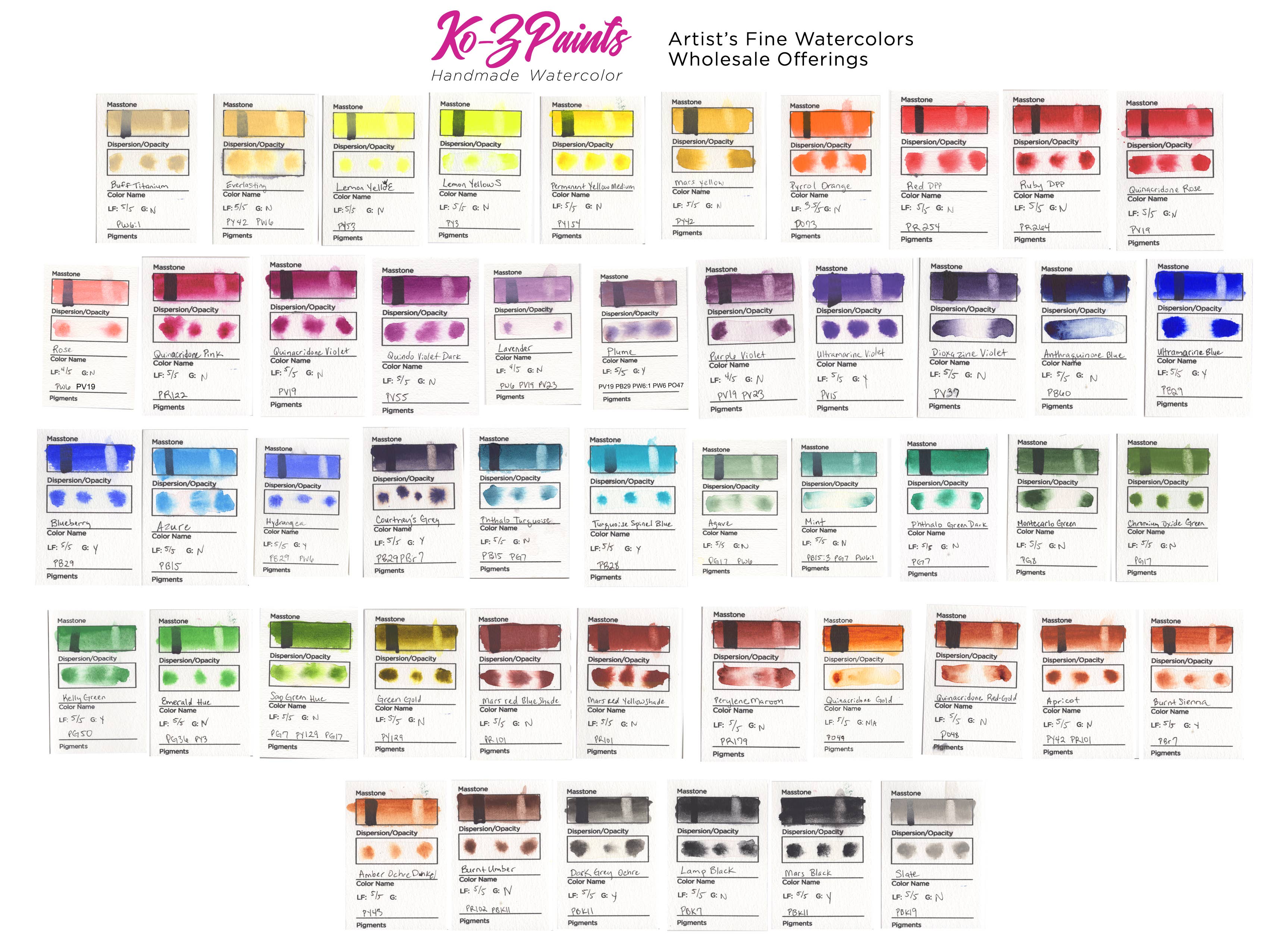 Ko-Z Paints - Vendita all'ingrosso Acquarelli - Acquerelli artigianali fatti a mano - Mezza pastiglia0