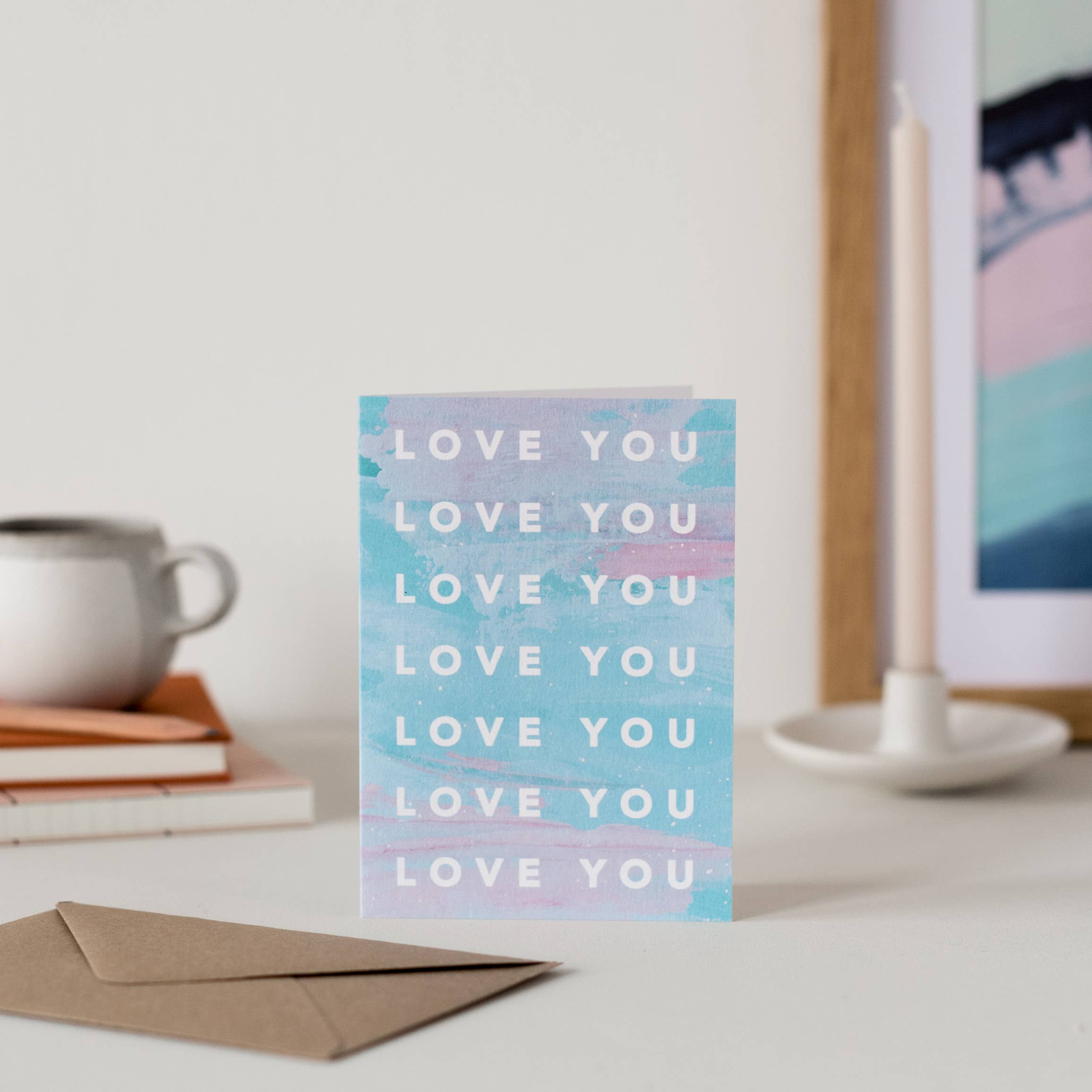 Joy Jen Studio - Vente Cartes de déclaration d'amour - Carte « Love You » de Sunset Sky