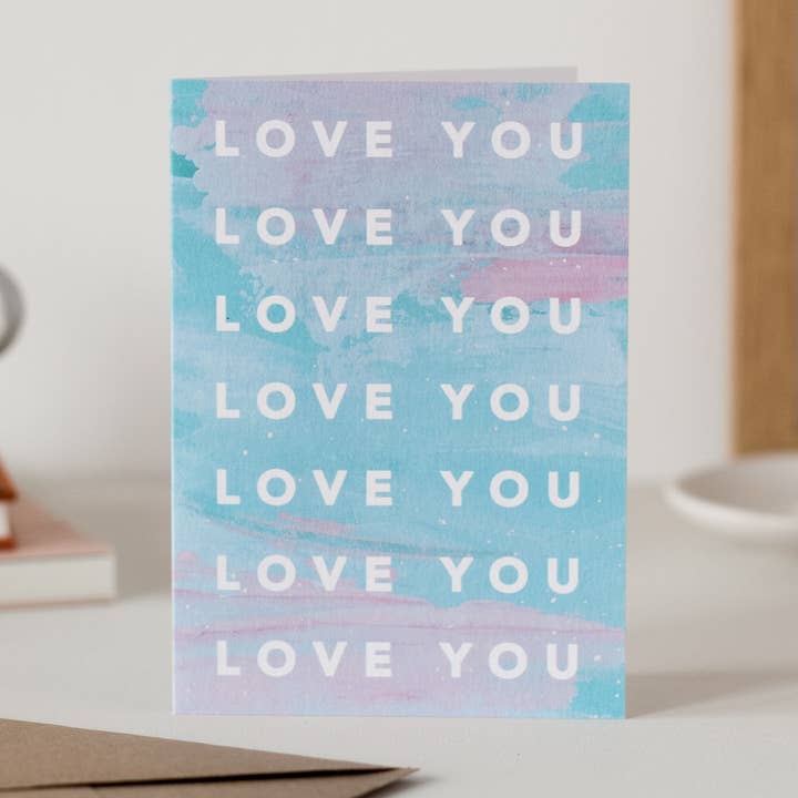 Joy Jen Studio - Vente Cartes de déclaration d'amour - Carte « Love You » de Sunset Sky0