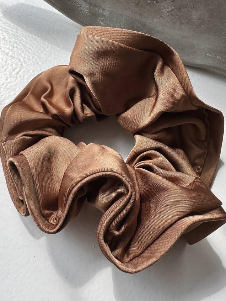 Light Brown Pleated Scrunchie for wholesale by ByAmerjit