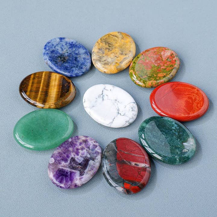 Moon Rituals - Wholesale Spiritual Stone/Crystal - Crystal Worry Stone Collection - Rose Quartz, Moss Agate, Sodalite & More