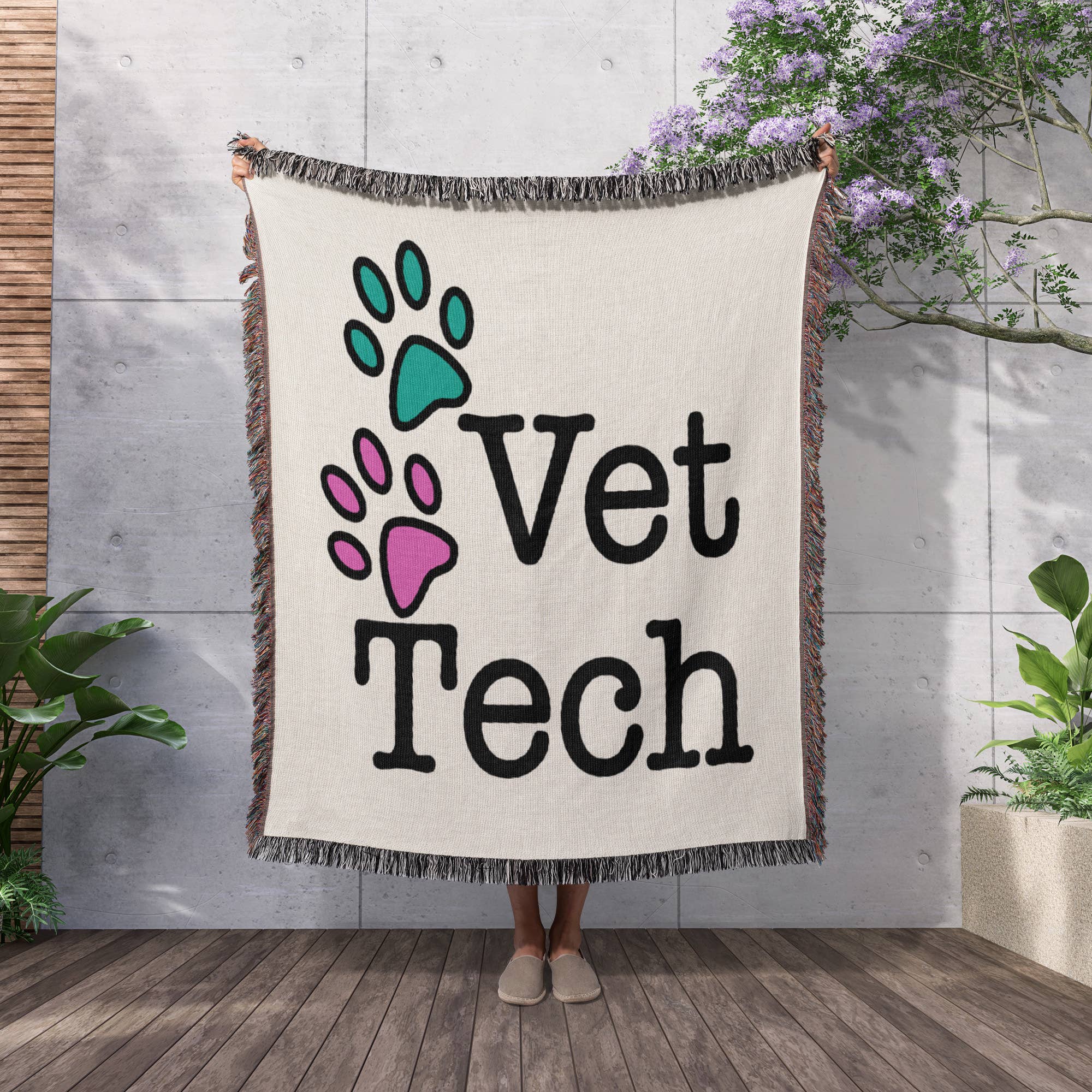 3dRose - Wholesale Throw Blanket - 3dRose, Vet Tech, Turquoise and Pink, Blanket2