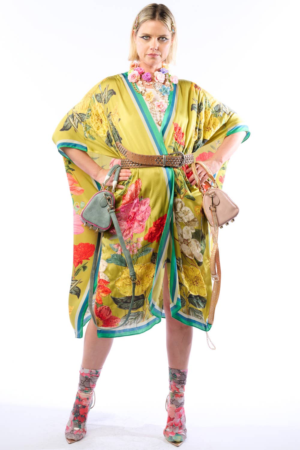 Olive Floral French Riviera Hand-Beaded Kimono / Topper for wholesale on Faire2