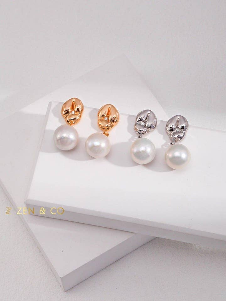 Pendientes Minimalistas de Gota de Perla ARABICA para venta al por mayor de ZEN&CO Studio