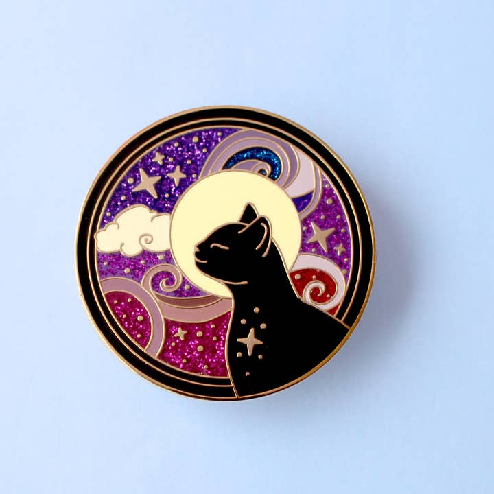 Glitter Punk - Vente Épinglettes/boutons - Cosmic Cat – Collection Art nouveau3