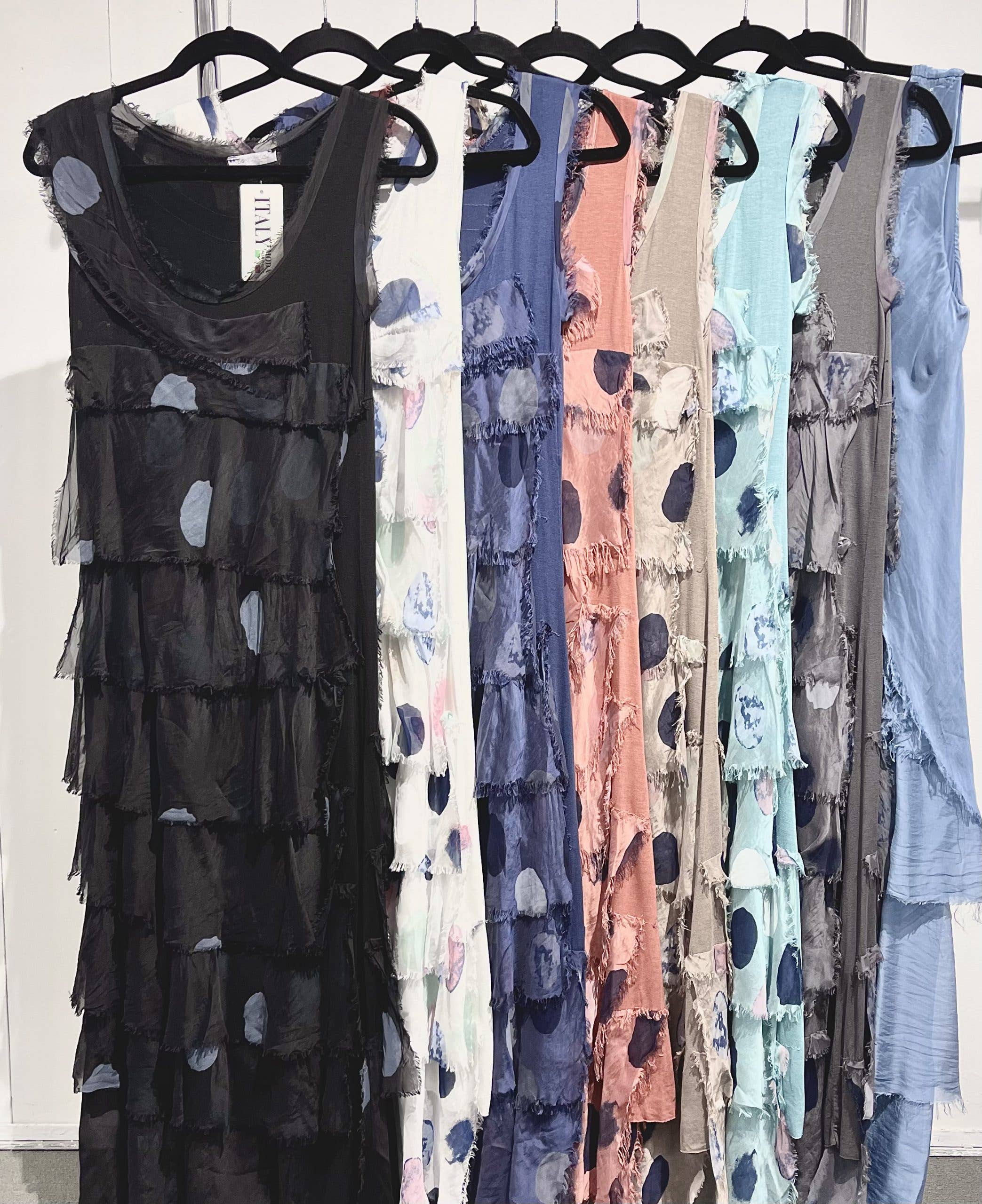 Dance in Paris - Wholesale Dress - Women's - Women's Sleeveless Dots Maxi Dress, Multi Layers0