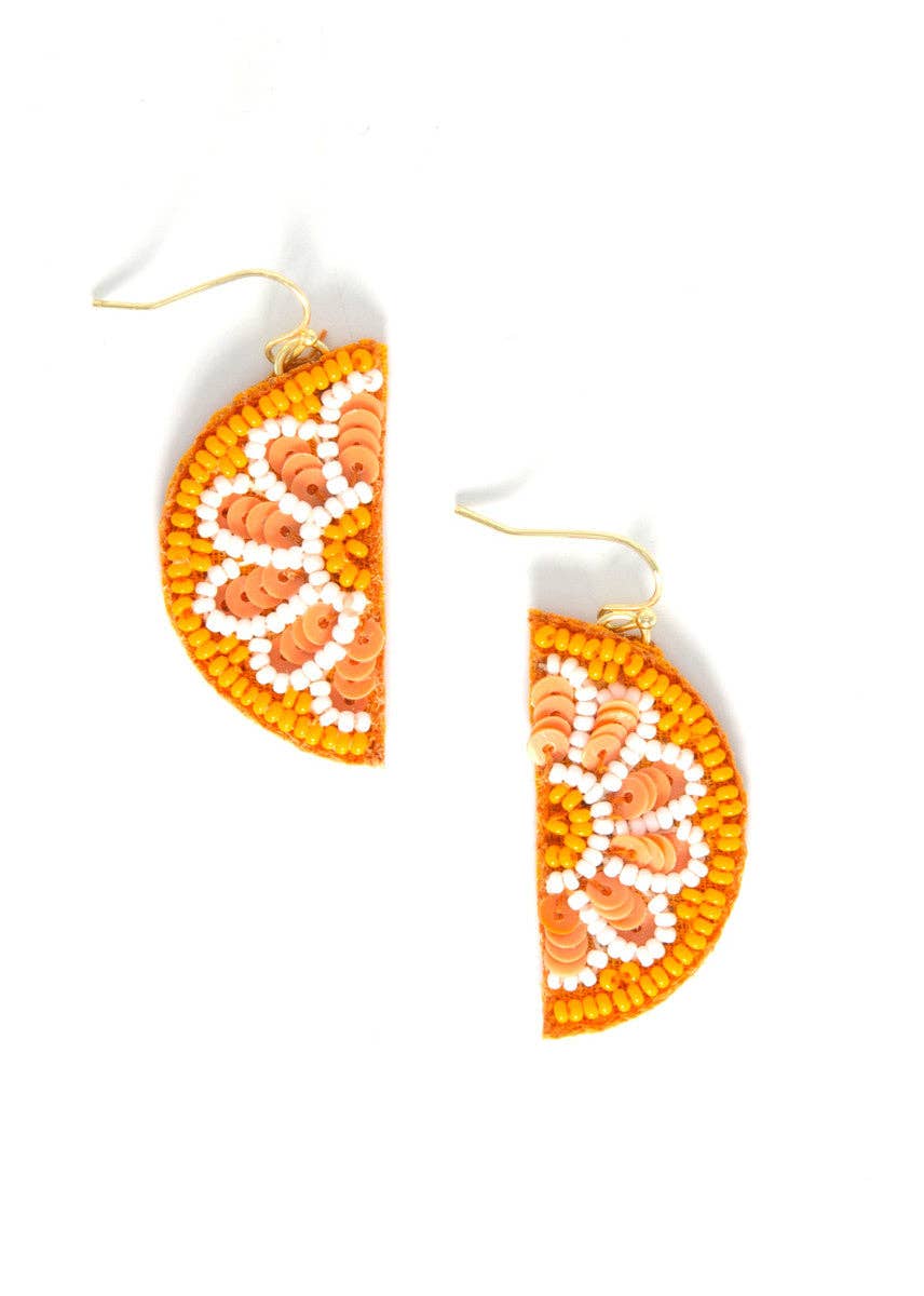 Fair Anita - Wholesale Dangle Earrings - Citrus Fruit Slice Beaded Earrings - Orange or Lime0