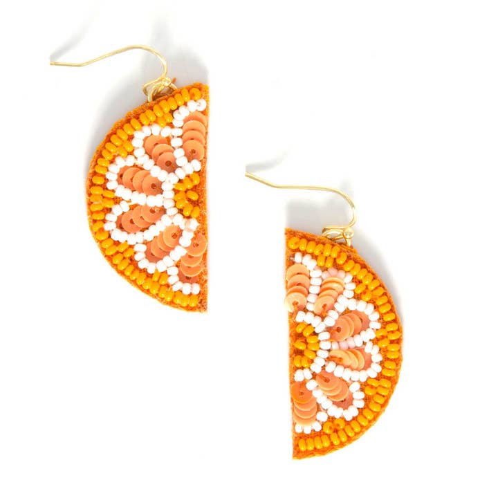 Fair Anita - Wholesale Dangle Earrings - Citrus Fruit Slice Beaded Earrings - Orange or Lime