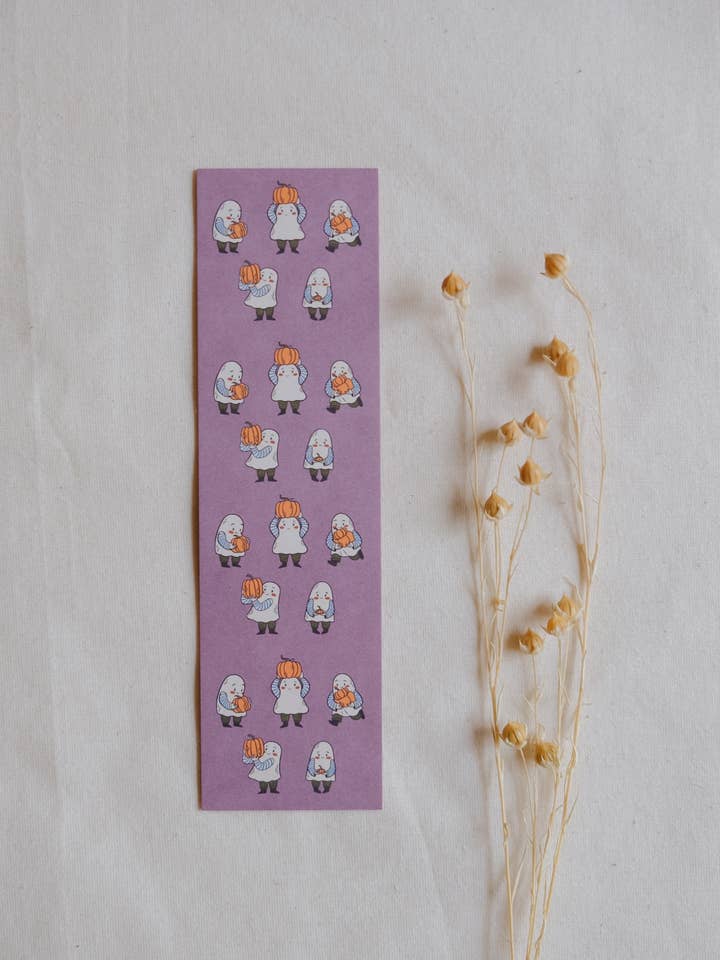 Pumpkin Ghost Bookmark (Autumn 2025) for wholesale by Justine Gilbuena