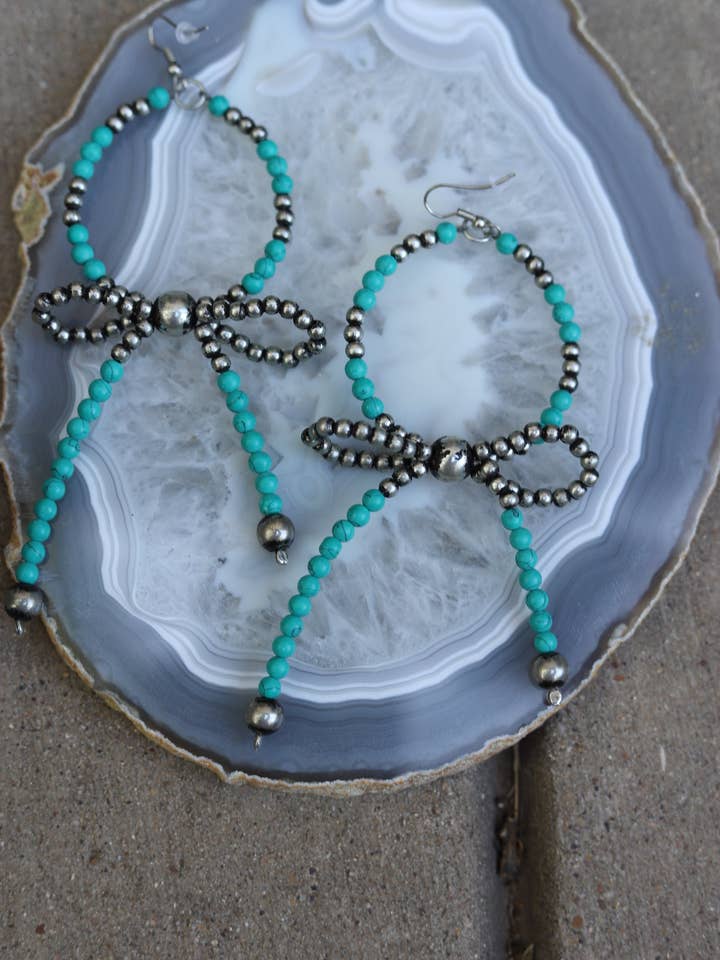 1145 S3 TURQ BOW EARRINGS for wholesale by Turquoise Haven