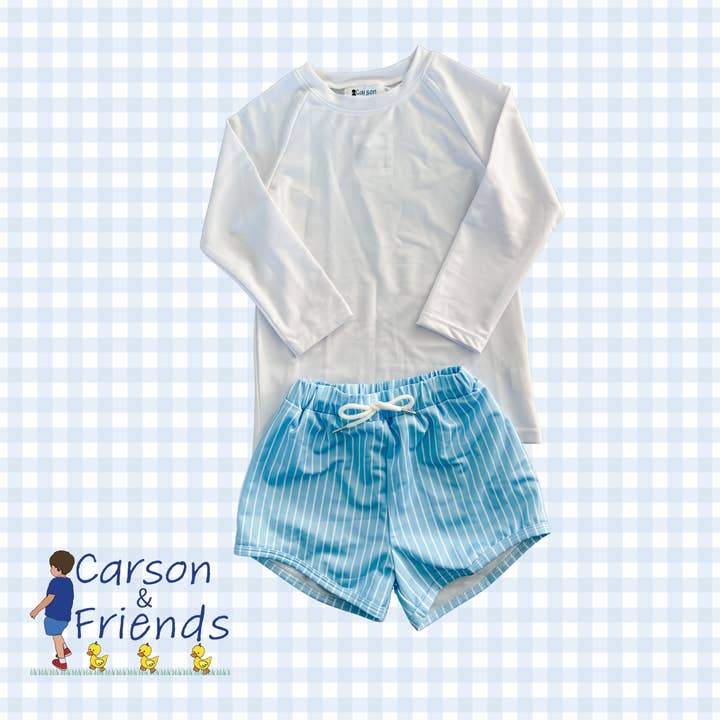 Carson y Amigos Traje de Baño de Rayas Azul Claro para venta al por mayor de Carson & Friends