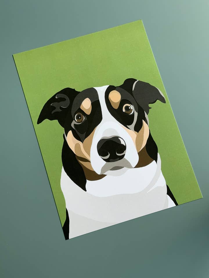 Border Collie art print - A4 - dog illustration for wholesale by That’s Nacho Doodles