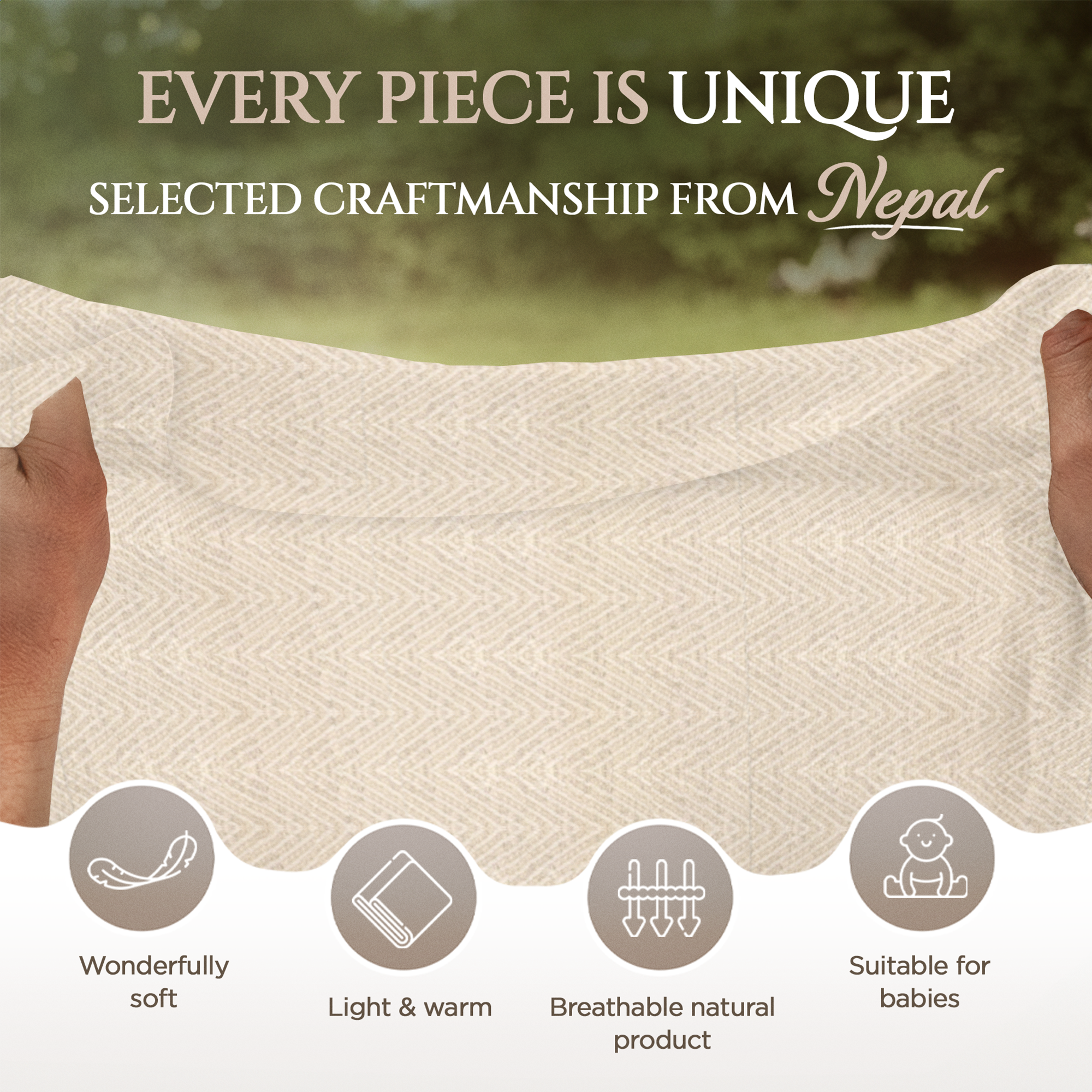 yanopurna - Wholesale Throw Blanket - Cashmere blanket with large herringbone - white-grey3