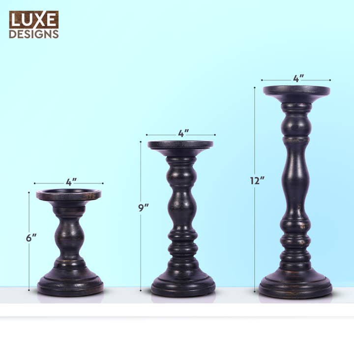 LuxeDesigns Co LLC - Wholesale Candle Holder - Wooden Candle Holders for Tall Pillar Candles Set of 33