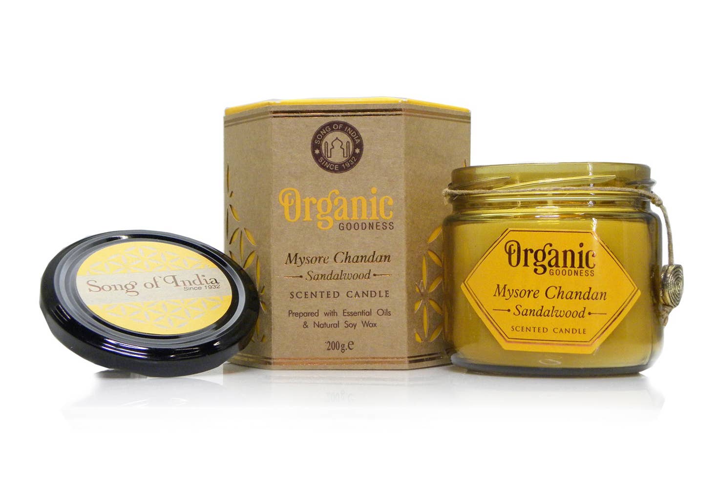 R. Expo/Song of India - Vendita all'ingrosso Candela in vasetto - Candela biologica profumata al sandalo in contenitore di vetro ambrato6