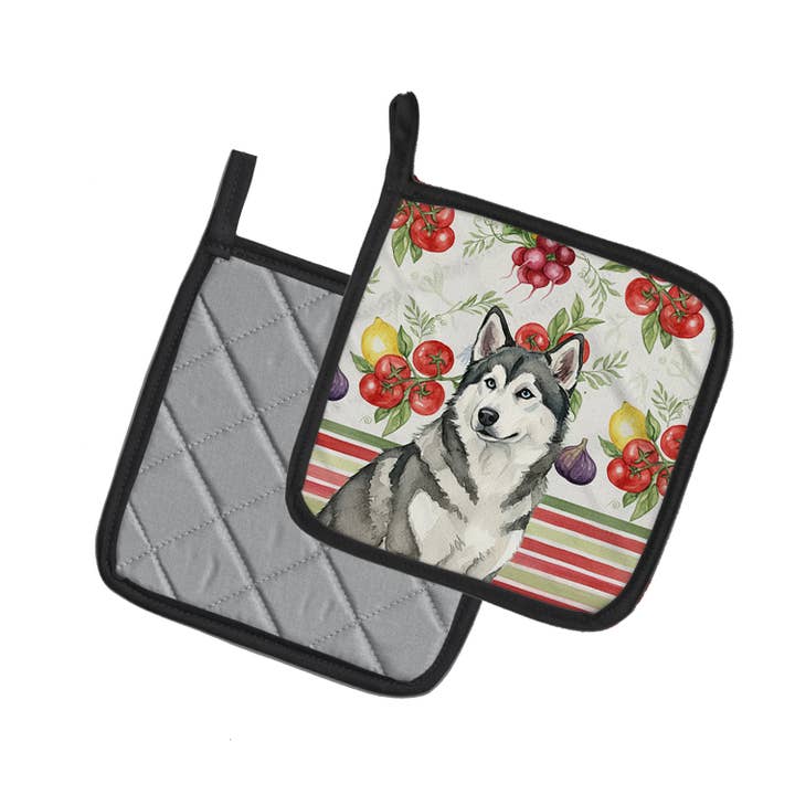 Gray and White Alaskan Malamute Vegetables Pot Holders WDK8 for wholesale by Caroline's Treasures