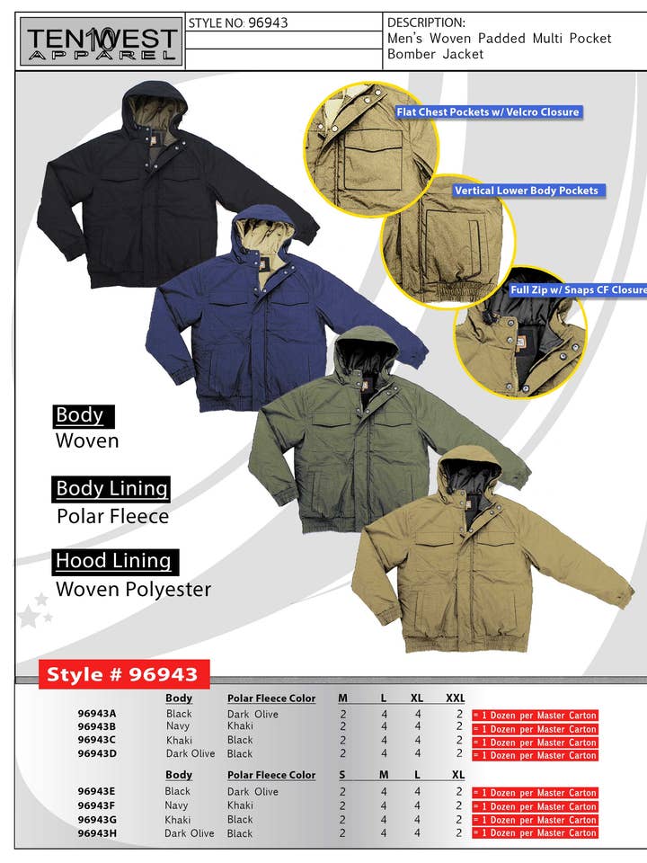 Herr poplin bomberjacka D. Olive för wholesale av Ten West Apparel