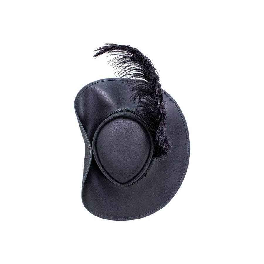 Black Renaissance Fair Leather Hat - Style Cavalier for wholesale on Faire4