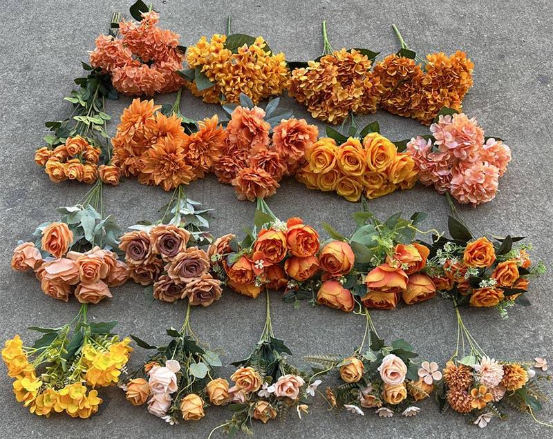 Wholesale Silk Flowers in Orange Color Fall Color Wedding Events Decor