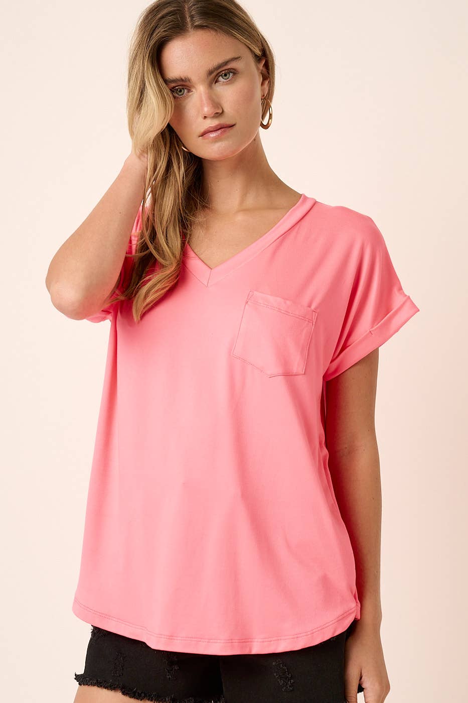 mittoshop – Engroshandel Strikket top - Dame – T9153 - DTY V-HALS MED 1 LOMMEDETALJE DOLMAN STRIKKET TOP39