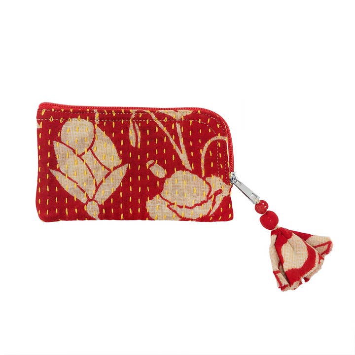 WorldFinds - Wholesale Card Holder - Women's - Kantha Tasseled Card Pouch1