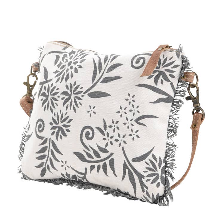 Clea Ray Canvas Bags & Clothing - Wholesale Crossbody Bag - Women's - Canvas With Flowers And Fringe Trim1