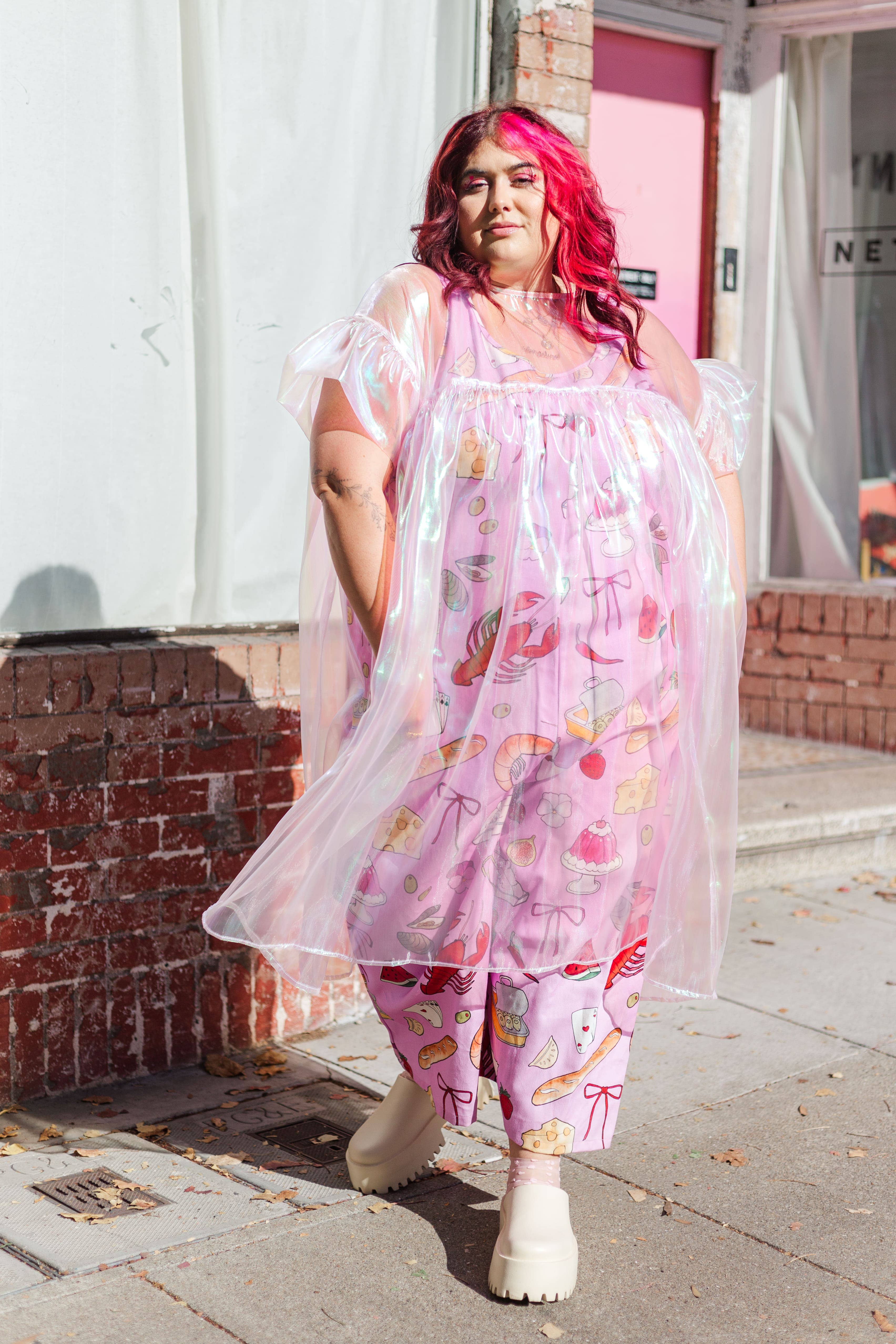 Nettle Studios - Wholesale Dress - Women's - Size Inclusive Plus Size Ruffle Maxi Dress Sheer Pink16