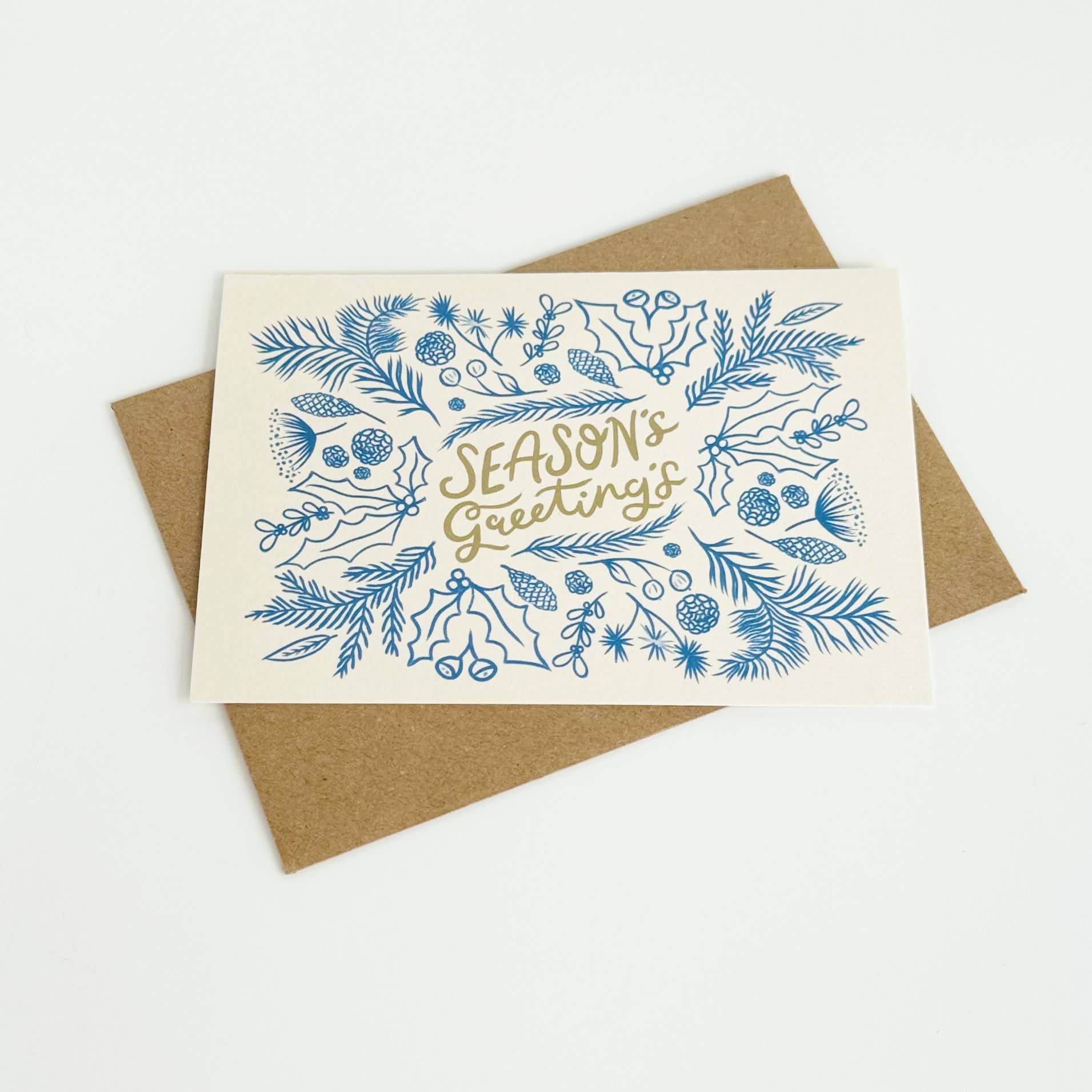 Lomond Paper Co - Wholesale Christmas Card - Season's Greeting's - Cream & Blue2