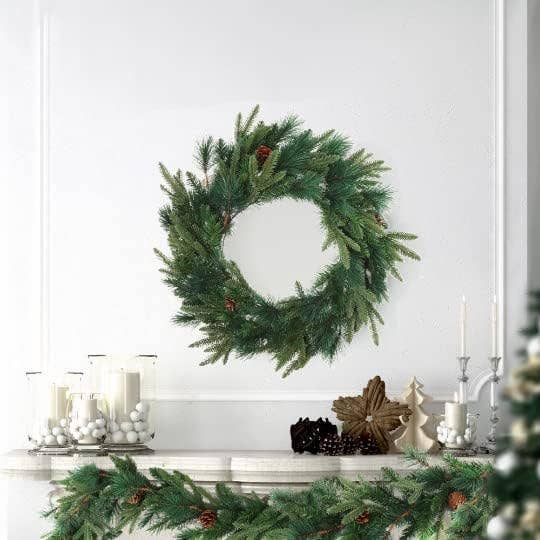 Larksilk - Wholesale Wreath - 6PC Large Christmas Wreath 24" Artificial Pine3