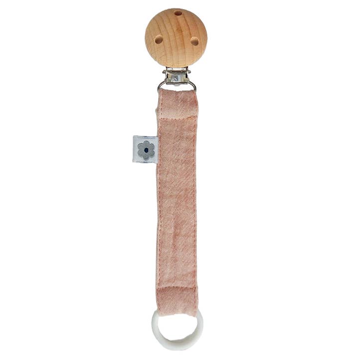 Organic Pacifier Clip Peachy for wholesale by Summerville organic