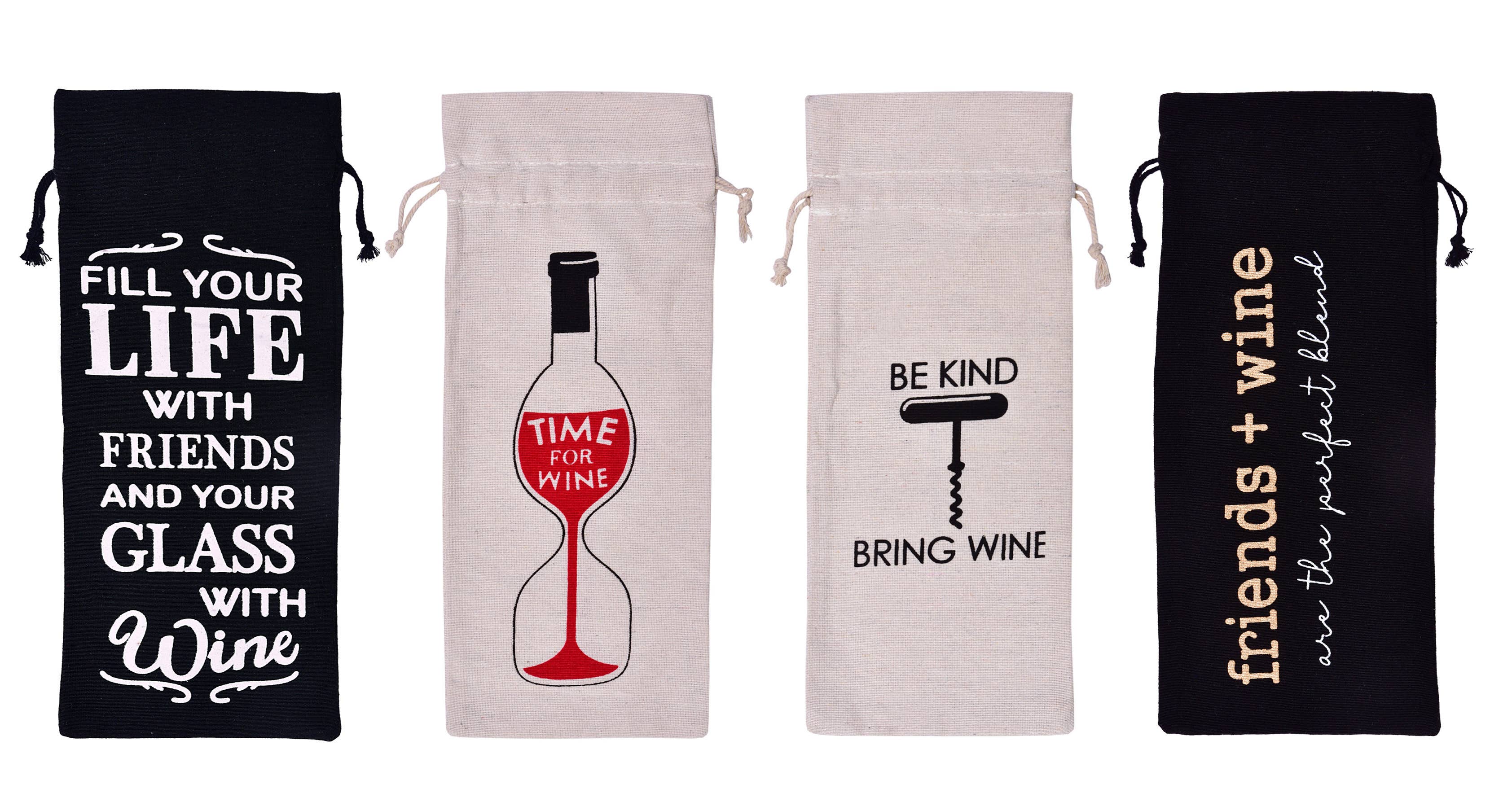 Mabelle Home - Wholesale Wine gift bag - Cotton Canvas Saying Wine Bottle Gift Bags Reusable