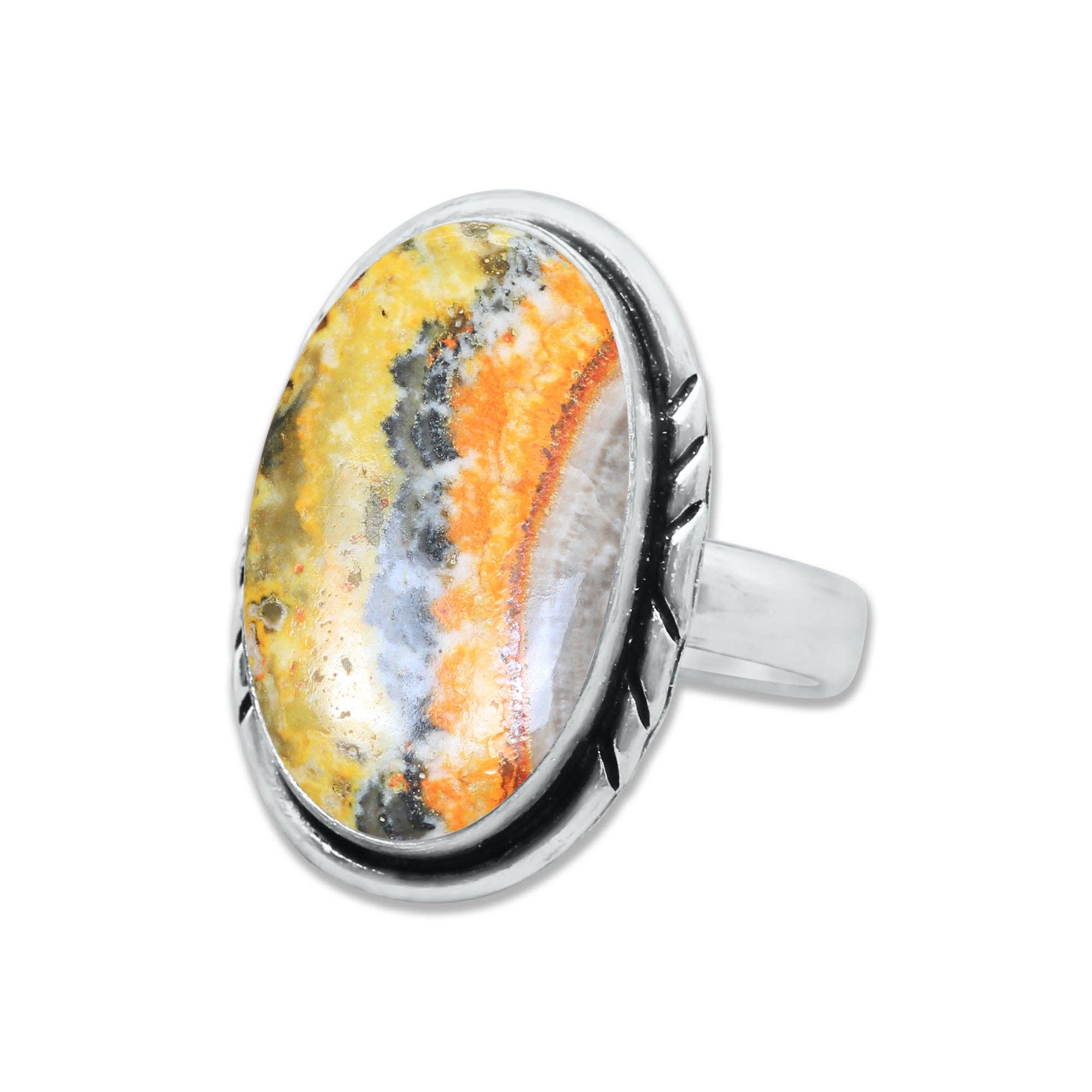 Handmade Jewels - Wholesale Cocktail/Statement Ring - Bumblebee Jasper Rings – Handmade, Silver-Plated, Designer  (Made to Order)15