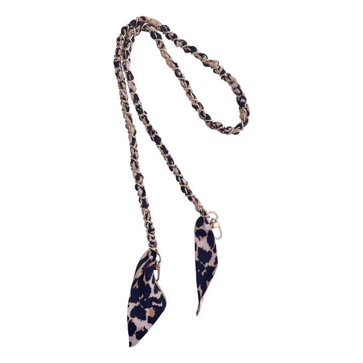 Gemelli - Wholesale Phonecase Strap - Gold Phone Chain with Scarf Cheetah-Long L