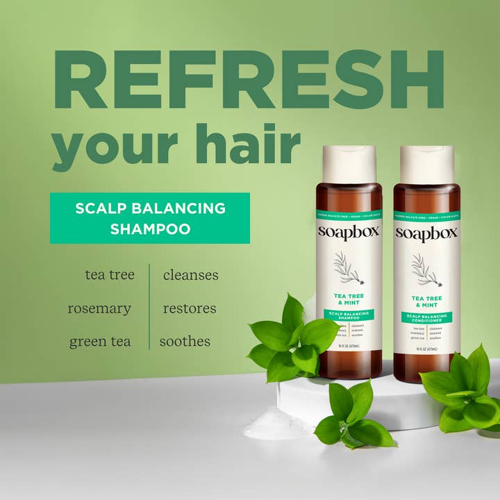 soapbox - Wholesale Hair Shampoo - Tea Tree & Mint Scalp Balancing Shampoo