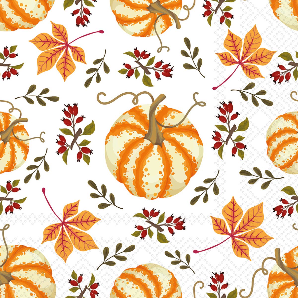Boston International - Wholesale Disposable napkin - Paper Cocktail Napkin Pack of 20 Scattered Pumpkins Fall0