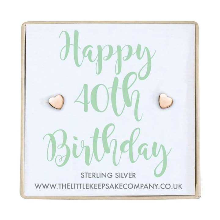 Rose Gold Vermeil Quote Earrings - Happy 40th Birthday for wholesale by The Little Keepsake Company