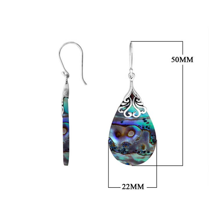 Bali Designs - Wholesale Dangle Earrings - AE-1075-AB Sterling Silver Pears Shape Earring With Abalone Shell