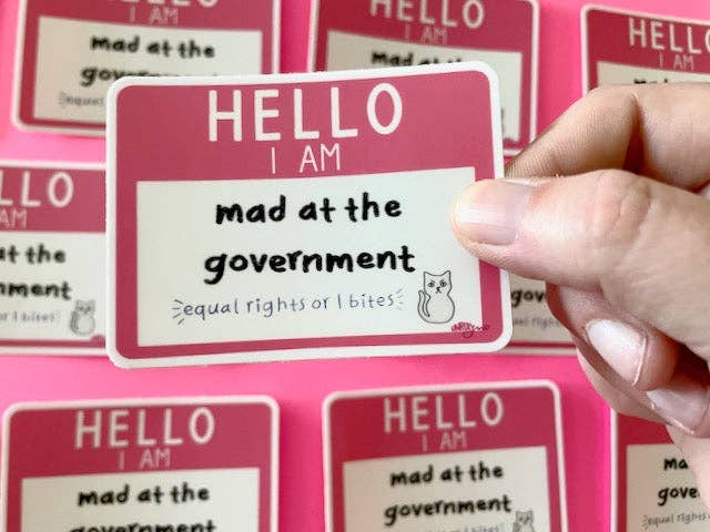 Unruly Wit - Wholesale Sticker - Hello, I Am Mad at the Government 3" Vinyl Sticker3