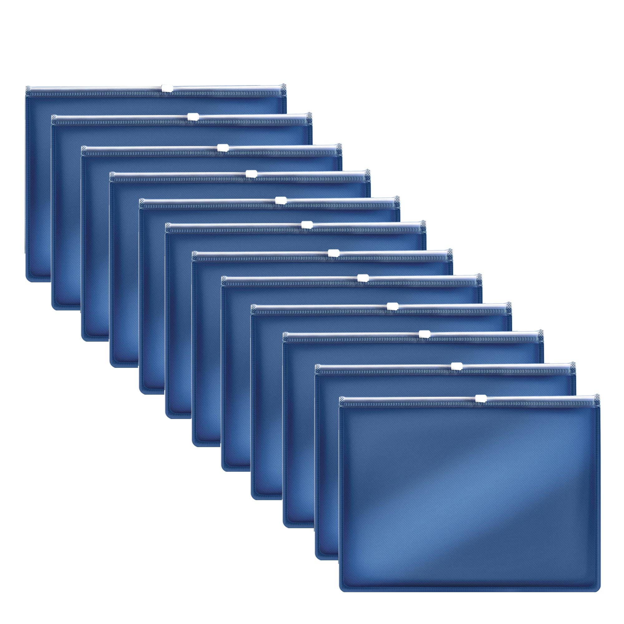 Ledsone - Wholesale Folders - 12 Pack Plastic Thick Zipper Document File Waterproof Folder ~52860