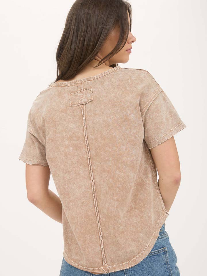Blu Pepper - Wholesale Knit Top - Women's - WASHED SCOOP NECK SHORT SLEEVE KNIT TOP