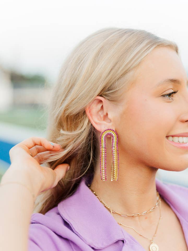 Purple/Gold Rhinestone Chain Drops for wholesale by Taylor Shaye Designs