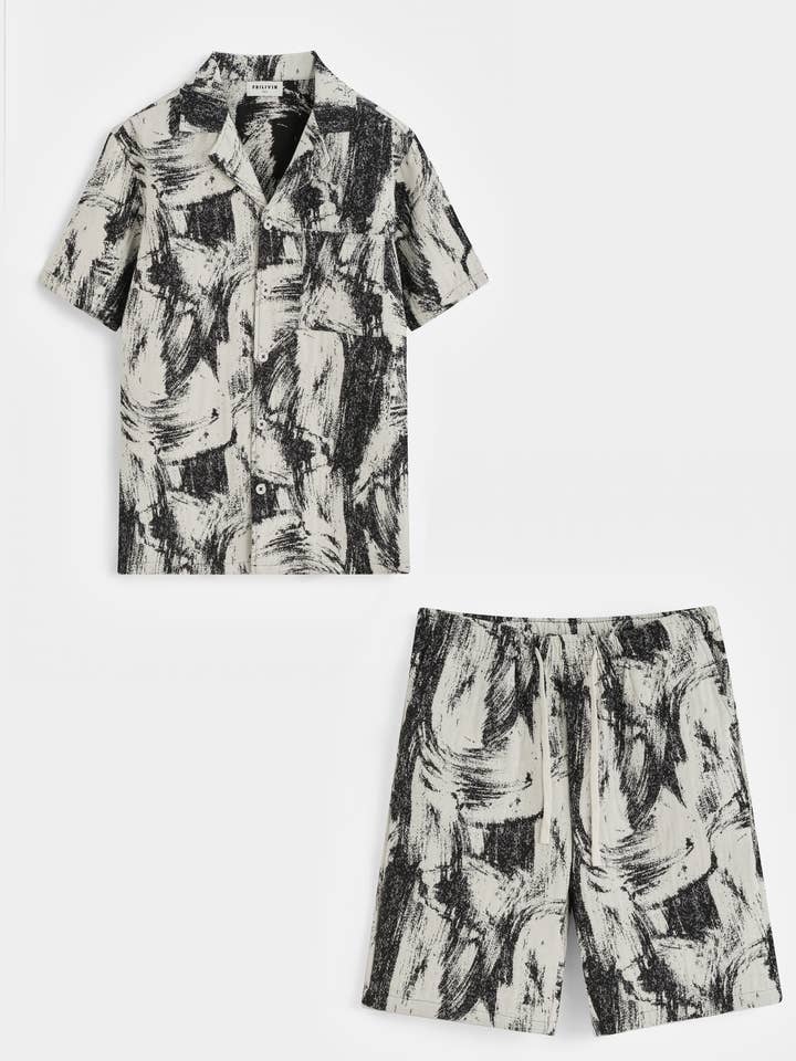 BM2616C-1 Camisa de manga corta, estampado abstracto para venta al por mayor de Frilivin