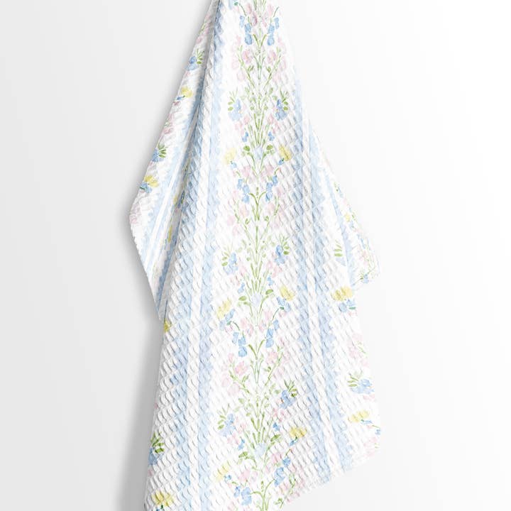 Canary Road - Wholesale Tea Towel - Chinoiserie Grandmillennial Kitchen Towel Blue Preppy Floral2