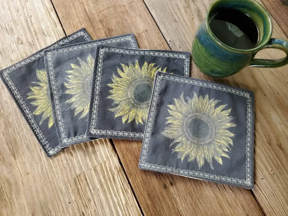 Maple Moon Designs – wholesale Dinner & cloth napkin – Sunflower Cocktail Napkin Set1