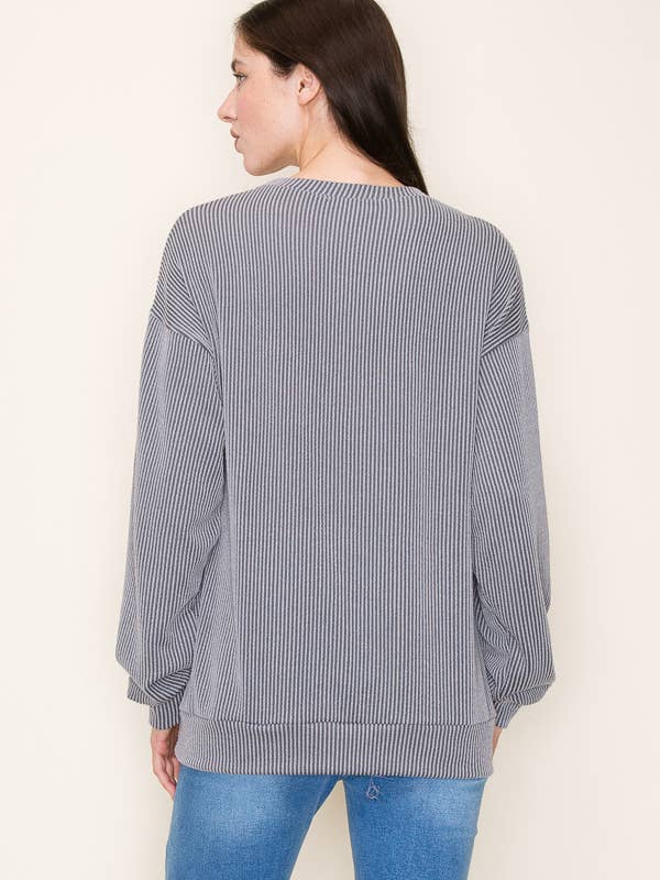 Tres Bien, Inc - Wholesale Graphic Sweatshirt - Women's - "ALABAMA" RIBBED L/S TOP9