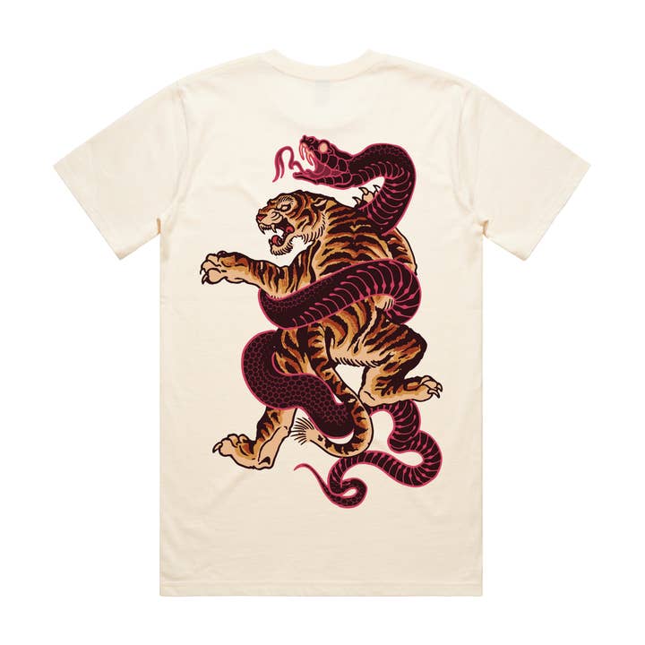 T-shirt pesante «Snakebite» ecru per la vendita all'ingrosso da parte di Anchor and Rose Apparel