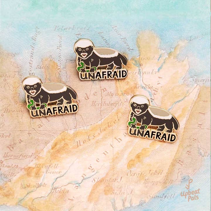 UpbeatPals – wholesale Lapel pin/button – Brave Honey Badger Enamel Pin - Unafraid